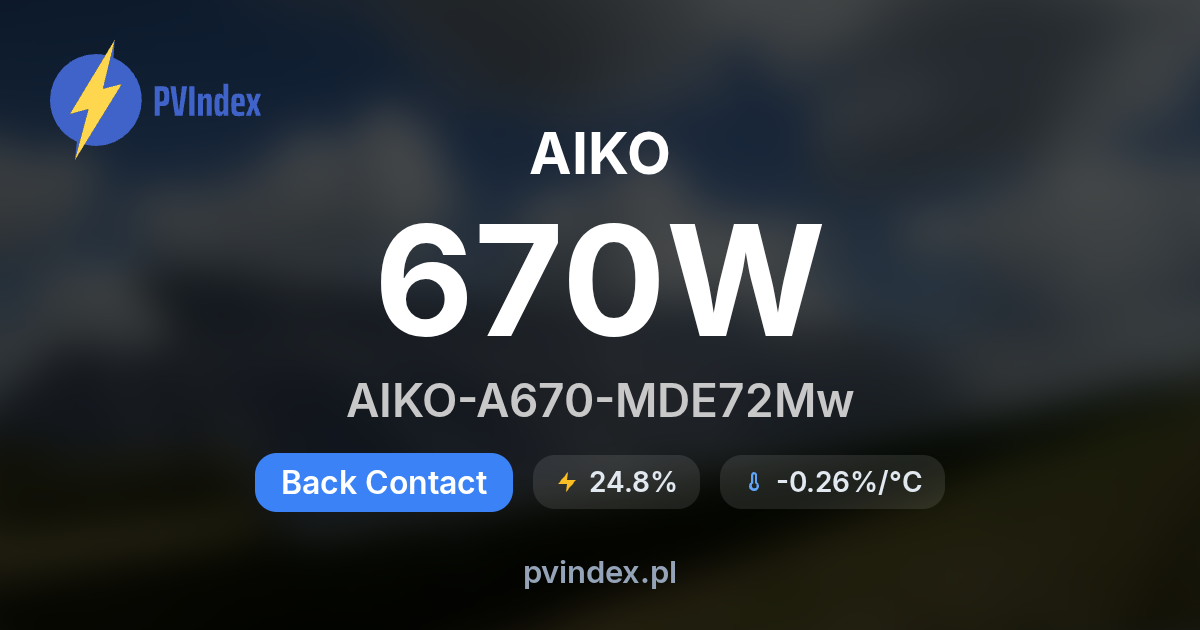 AIKO AIKO-A670-MDE72Mw - specyfikacja techniczna, datasheet PDF - PV Index