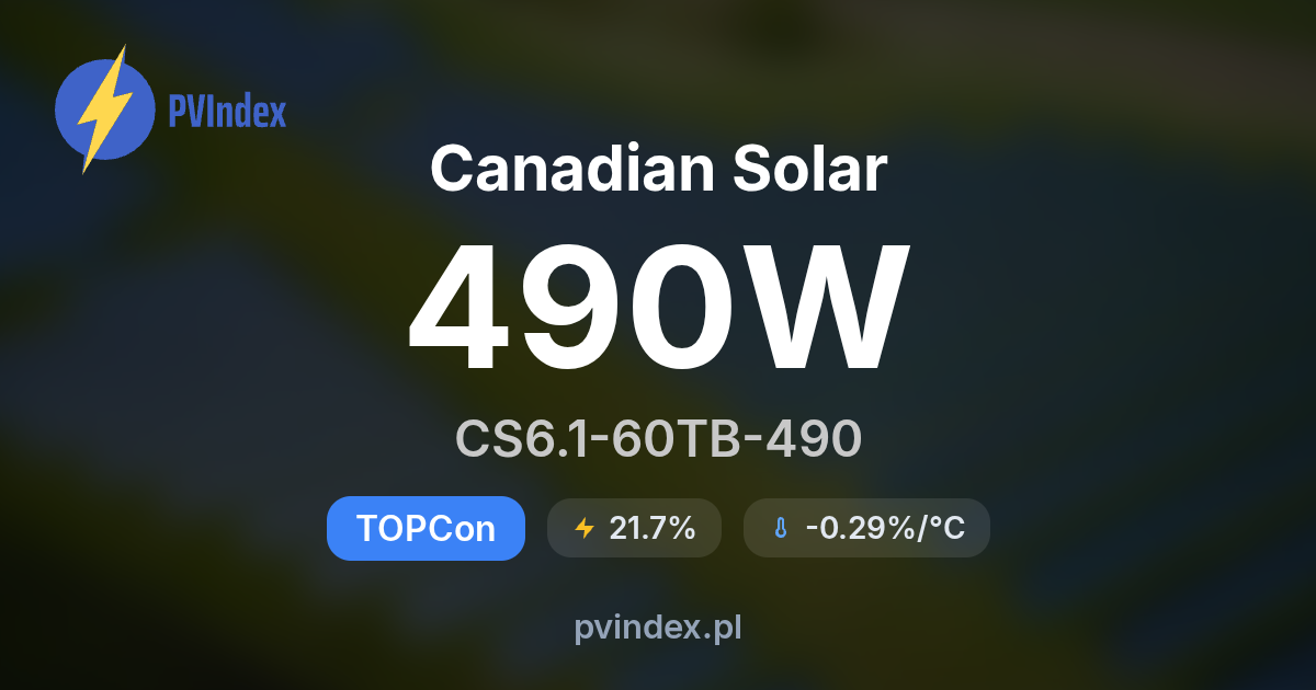 Canadian Solar CS6.1-60TB-490 - specyfikacja techniczna, datasheet PDF ...