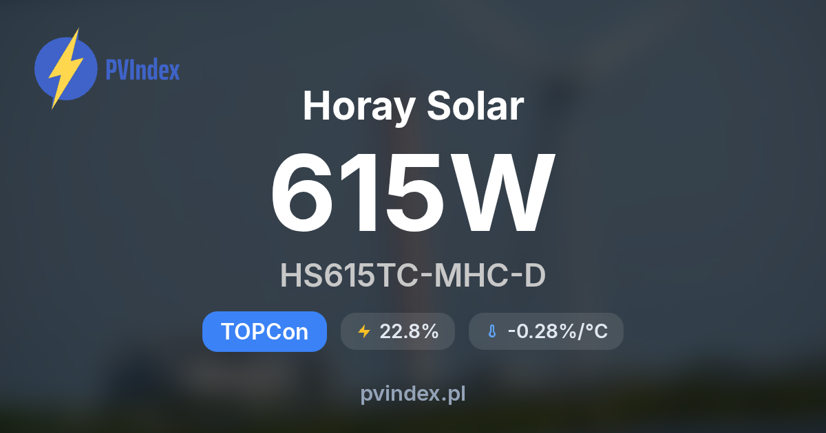Horay Solar HS615TC-MHC-D - specyfikacja techniczna, datasheet PDF - PV ...