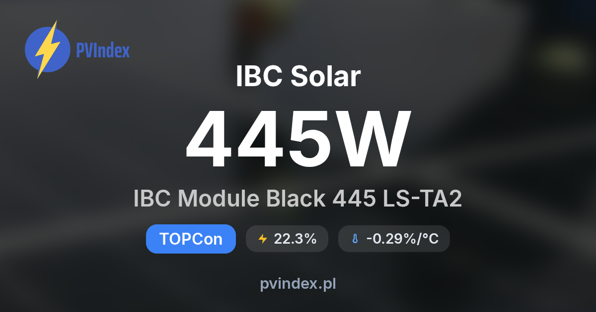 IBC Solar IBC Module Black 445 LS-TA2 - specyfikacja techniczna ...