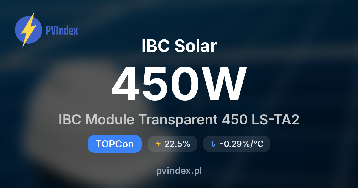 Delta Ibc Module IBC Solar IBC Module Transparent 450 LS-TA2 - specyfikacja techniczna ...