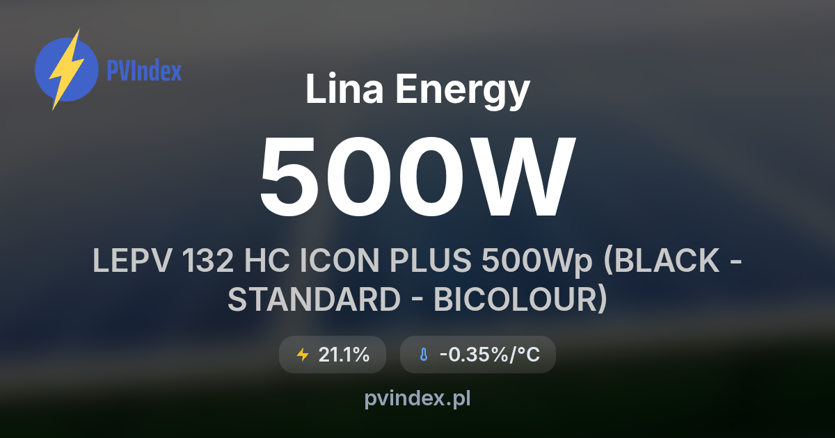 Lina Energy LEPV 132 HC ICON PLUS 500Wp (BLACK - STANDARD - BICOLOUR ...