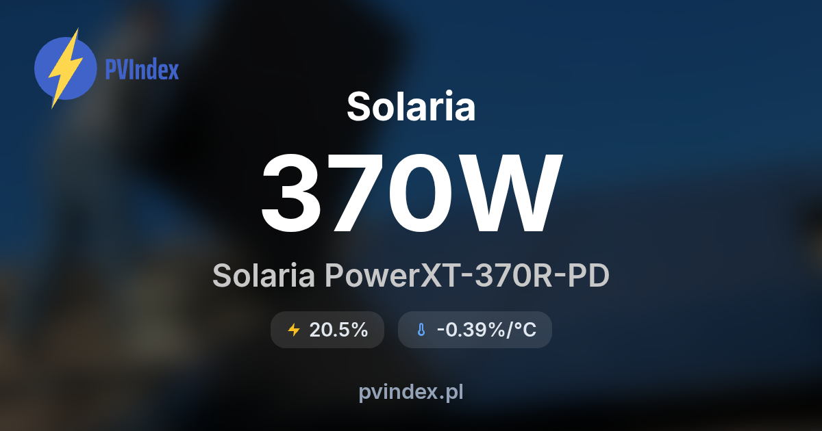Solaria Solaria PowerXT-370R-PD - specyfikacja techniczna, datasheet ...